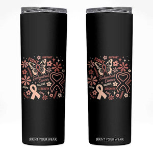 Floral Butterfly Endometrial Cancer Awareness Skinny Tumbler Believe Strength Faith