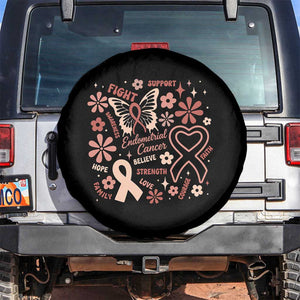 Floral Butterfly Endometrial Cancer Awareness Spare Tire Cover Believe Strength Faith
