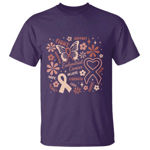Floral Butterfly Endometrial Cancer Awareness T Shirt Believe Strength Faith