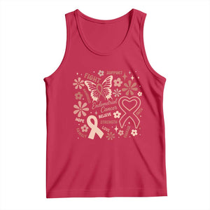 Floral Butterfly Endometrial Cancer Awareness Tank Top Believe Strength Faith