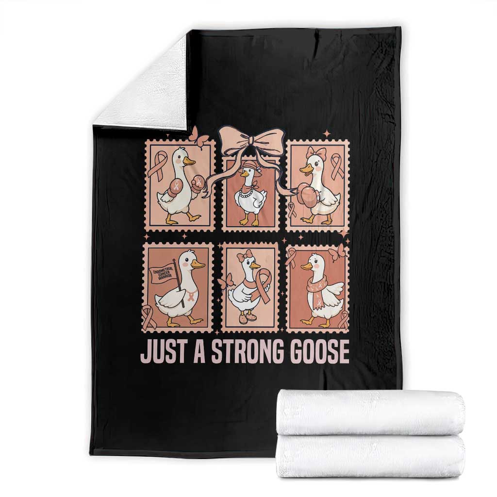 Funny Endometrial Cancer Warrior Goose Throw Blanket Just A Strong Goose
