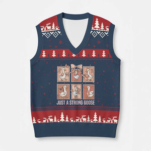 Funny Endometrial Cancer Warrior Goose V-Neck Knit Sweater Vest Just A Strong Goose