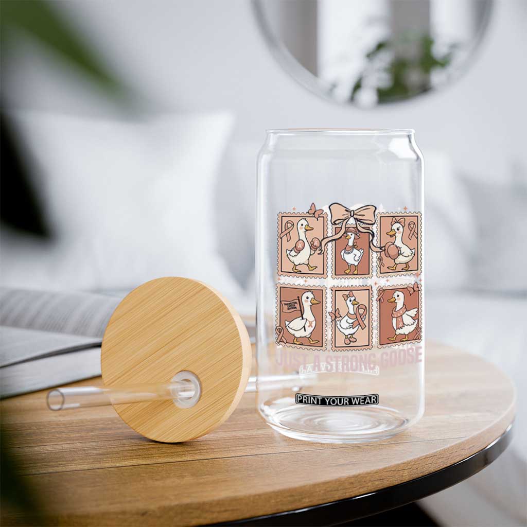 Funny Endometrial Cancer Warrior Goose Glass Can Just A Strong Goose