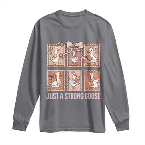 Funny Endometrial Cancer Warrior Goose Long Sleeve Shirt Just A Strong Goose