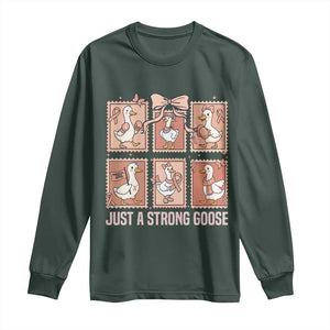 Funny Endometrial Cancer Warrior Goose Long Sleeve Shirt Just A Strong Goose
