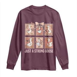 Funny Endometrial Cancer Warrior Goose Long Sleeve Shirt Just A Strong Goose