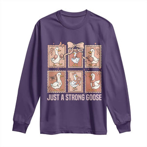 Funny Endometrial Cancer Warrior Goose Long Sleeve Shirt Just A Strong Goose