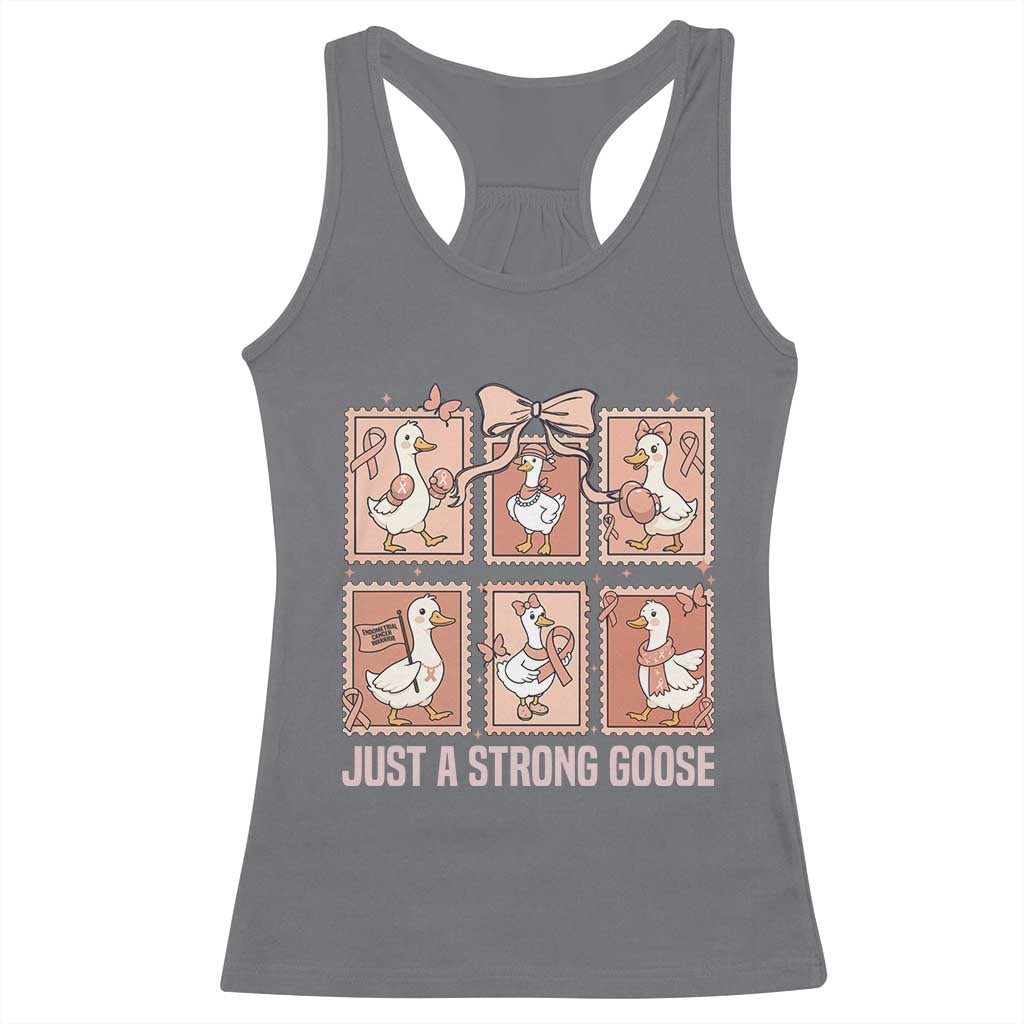 Funny Endometrial Cancer Warrior Goose Racerback Tank Top Just A Strong Goose