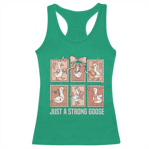 Funny Endometrial Cancer Warrior Goose Racerback Tank Top Just A Strong Goose