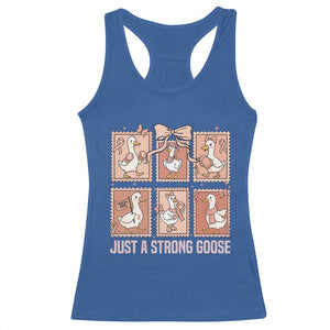Funny Endometrial Cancer Warrior Goose Racerback Tank Top Just A Strong Goose