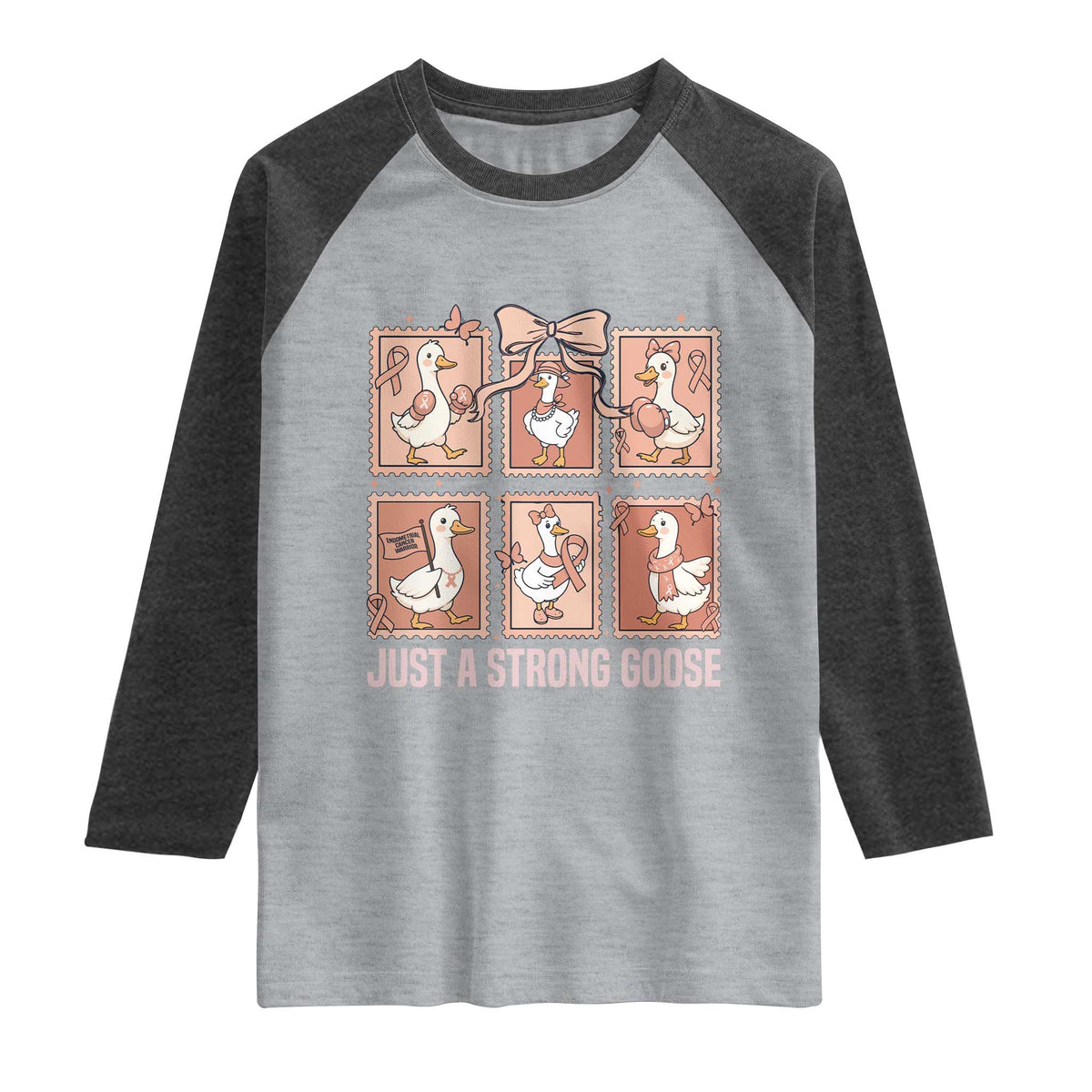 Funny Endometrial Cancer Warrior Goose Raglan Shirt Just A Strong Goose