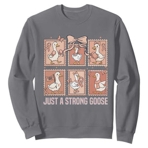 Funny Endometrial Cancer Warrior Goose Sweatshirt Just A Strong Goose