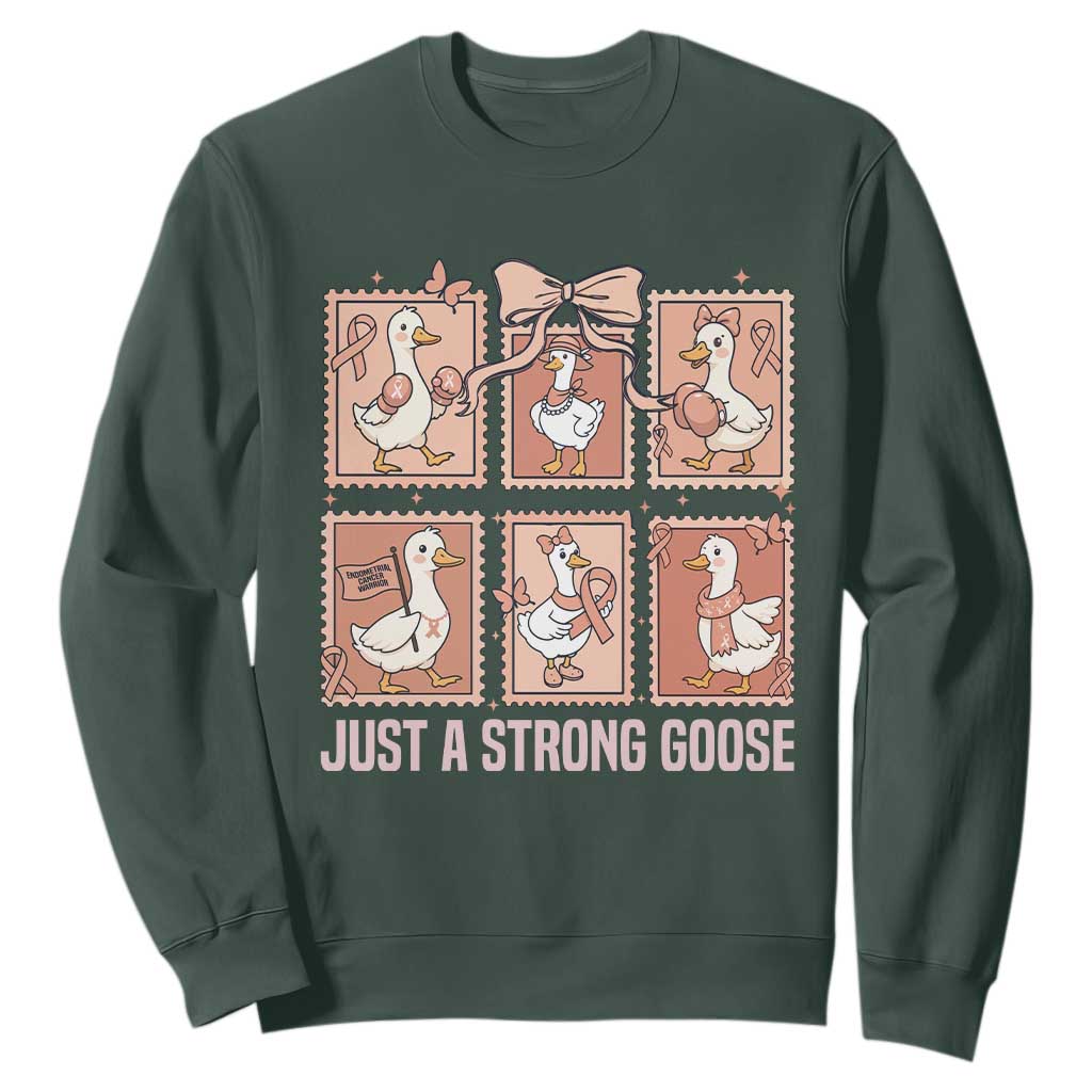 Funny Endometrial Cancer Warrior Goose Sweatshirt Just A Strong Goose