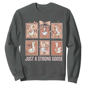 Funny Endometrial Cancer Warrior Goose Sweatshirt Just A Strong Goose