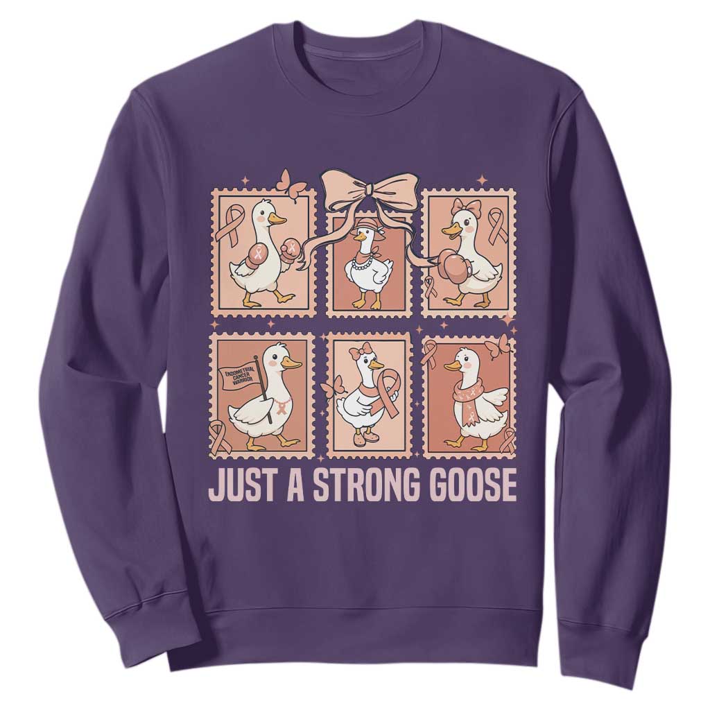 Funny Endometrial Cancer Warrior Goose Sweatshirt Just A Strong Goose