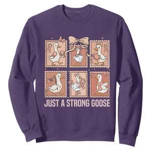Funny Endometrial Cancer Warrior Goose Sweatshirt Just A Strong Goose