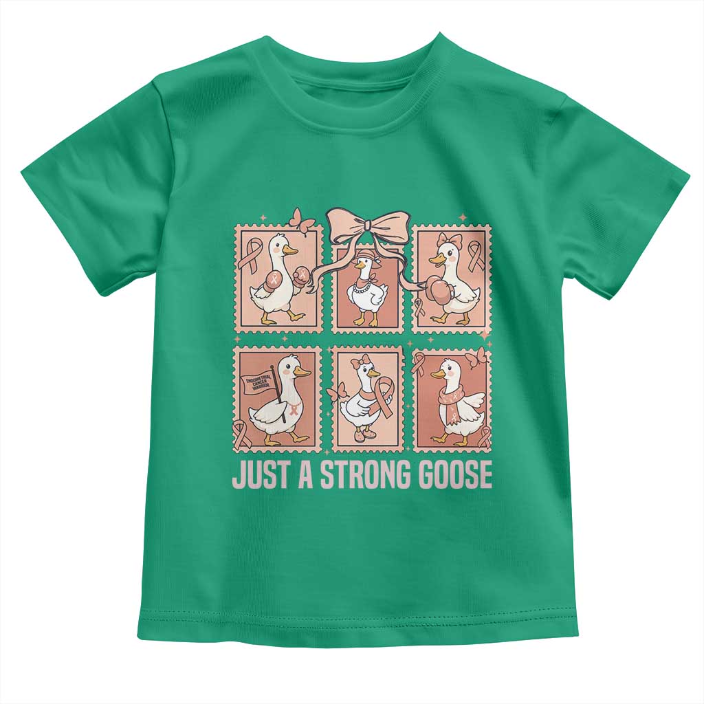 Funny Endometrial Cancer Warrior Goose Toddler T Shirt Just A Strong Goose