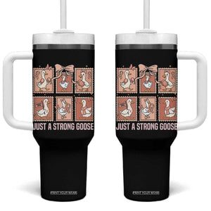 Funny Endometrial Cancer Warrior Goose Tumbler With Handle Just A Strong Goose