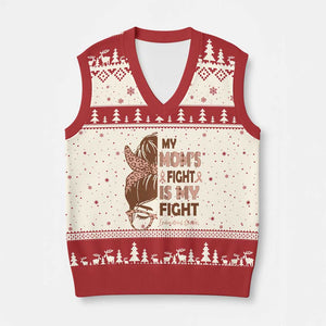 Endometrial Cancer Support V-Neck Knit Sweater Vest My Moms Fight My Fight