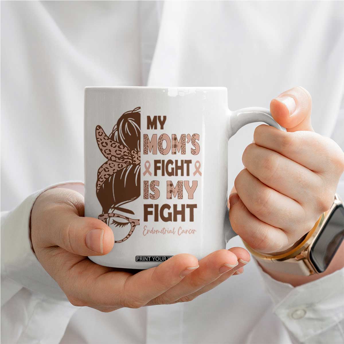 Endometrial Cancer Support Coffee Mug My Moms Fight My Fight