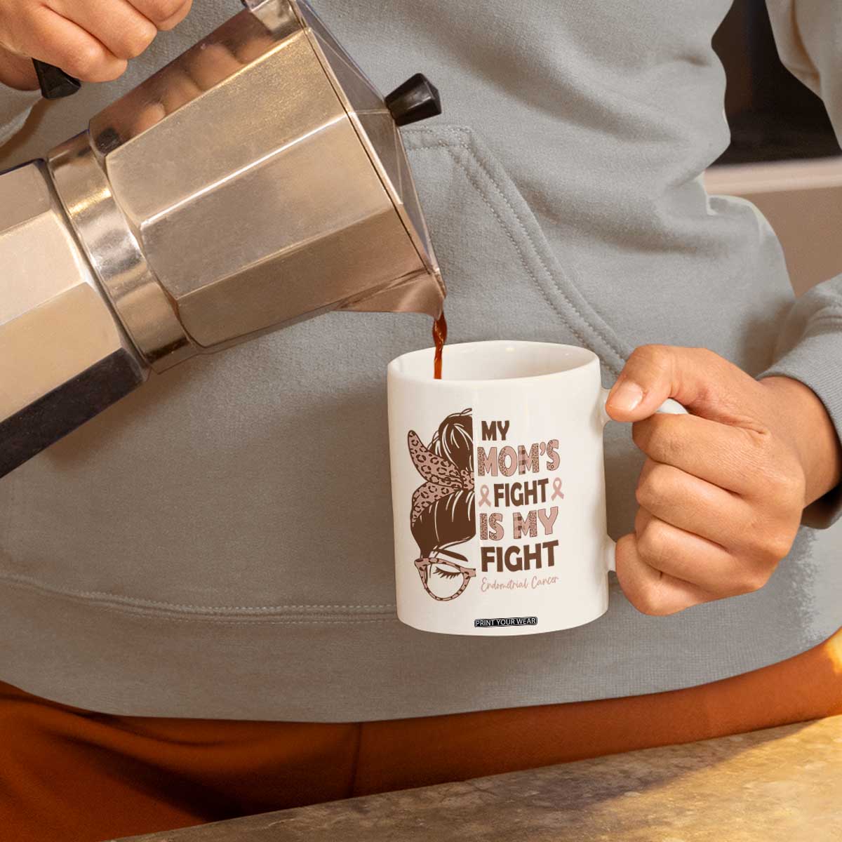 Endometrial Cancer Support Coffee Mug My Moms Fight My Fight