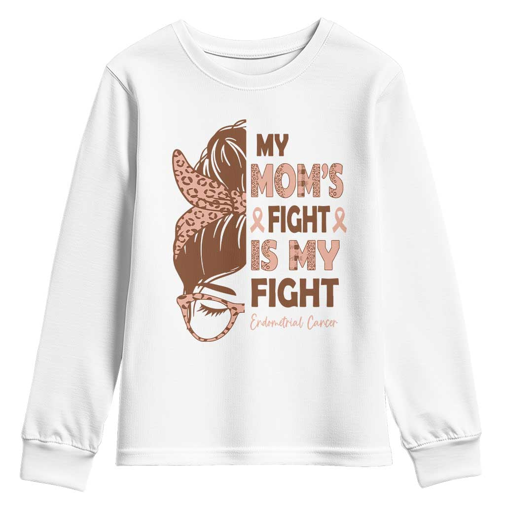 Endometrial Cancer Support Youth Sweatshirt My Moms Fight My Fight