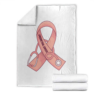 Endometrial Cancer Healthcare Warrior Throw Blanket Peach Stethoscope Nurse