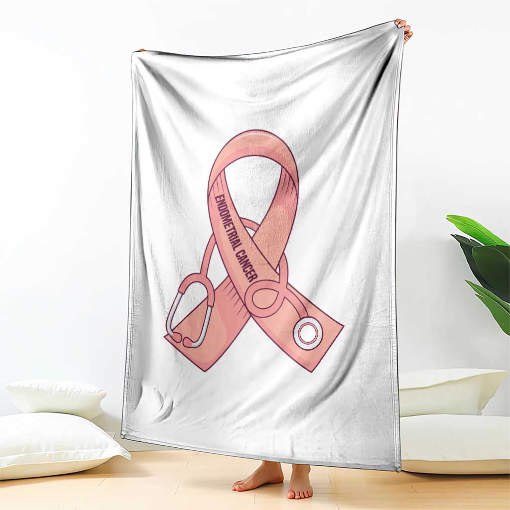 Endometrial Cancer Healthcare Warrior Throw Blanket Peach Stethoscope Nurse
