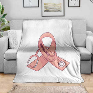 Endometrial Cancer Healthcare Warrior Throw Blanket Peach Stethoscope Nurse