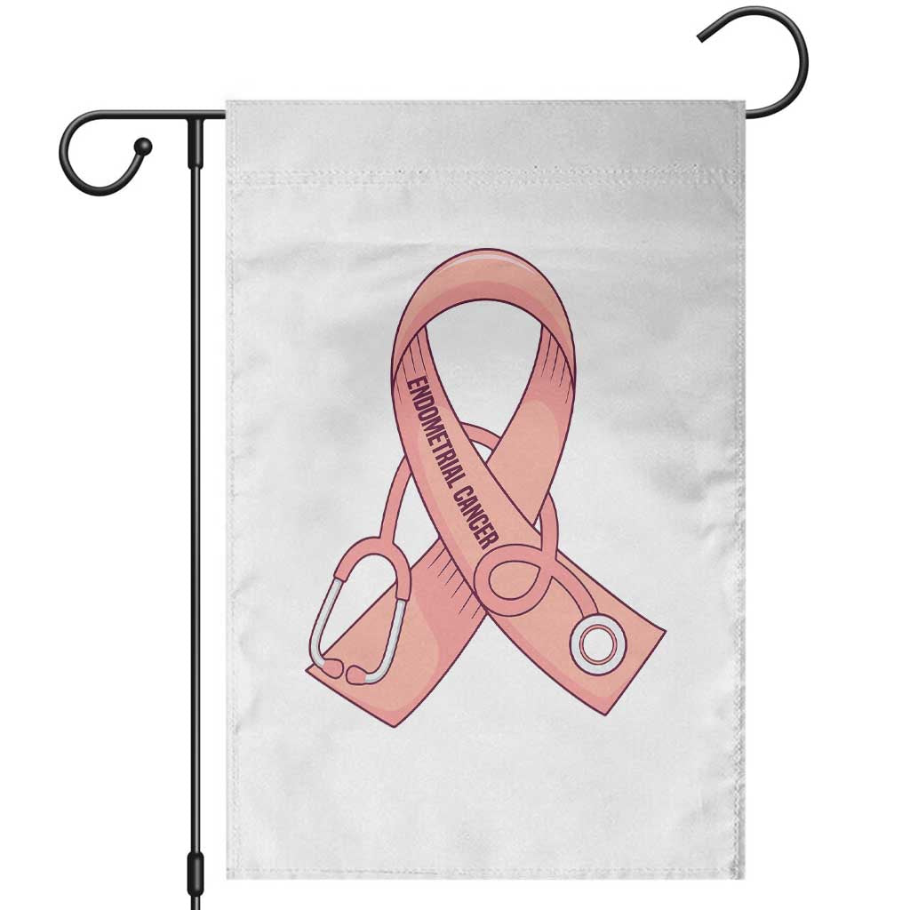 Endometrial Cancer Healthcare Warrior Garden Flag Peach Stethoscope Nurse