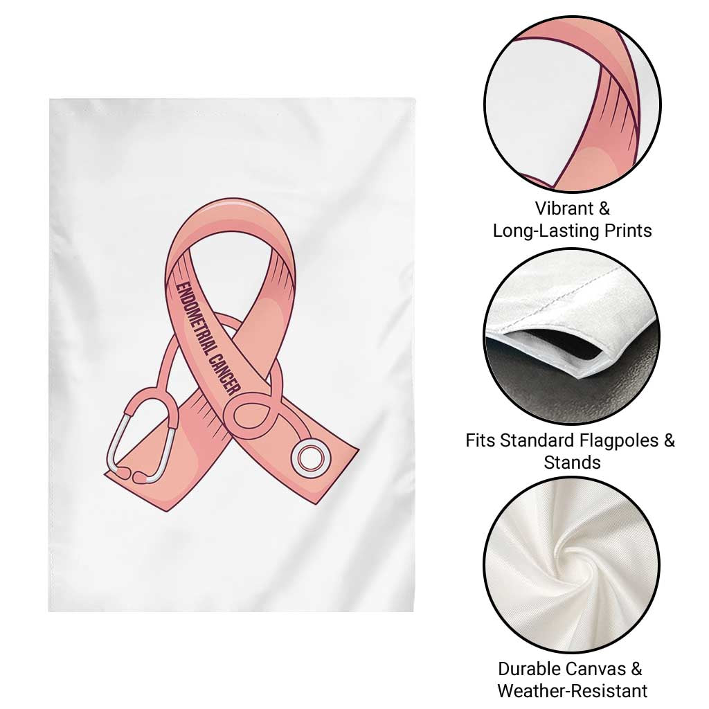 Endometrial Cancer Healthcare Warrior Garden Flag Peach Stethoscope Nurse