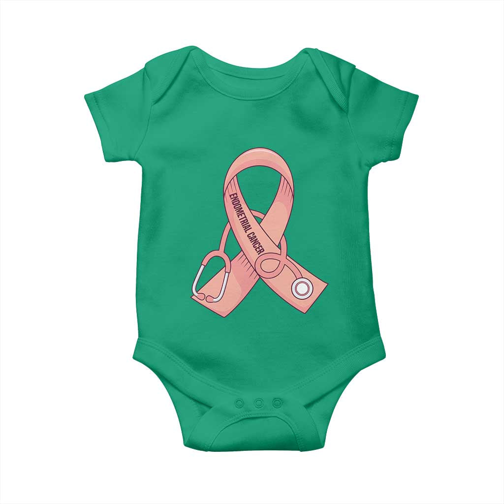 Endometrial Cancer Healthcare Warrior Baby Onesie Peach Stethoscope Nurse