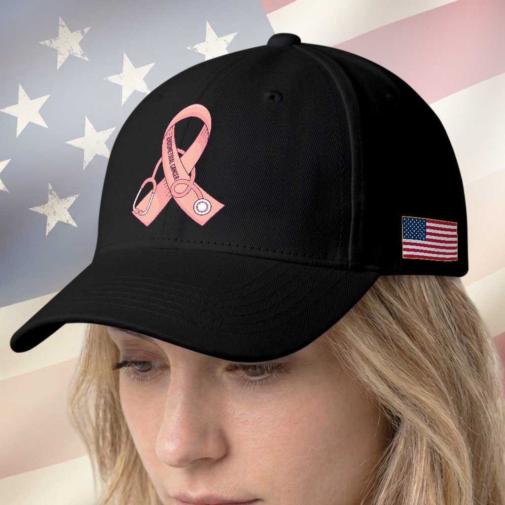 Endometrial Cancer Healthcare Warrior Baseball Cap Peach Stethoscope Nurse