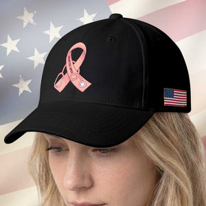 Endometrial Cancer Healthcare Warrior Baseball Cap Peach Stethoscope Nurse