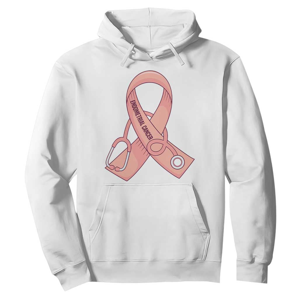 Endometrial Cancer Healthcare Warrior Hoodie Peach Stethoscope Nurse TS12 White Print Your Wear