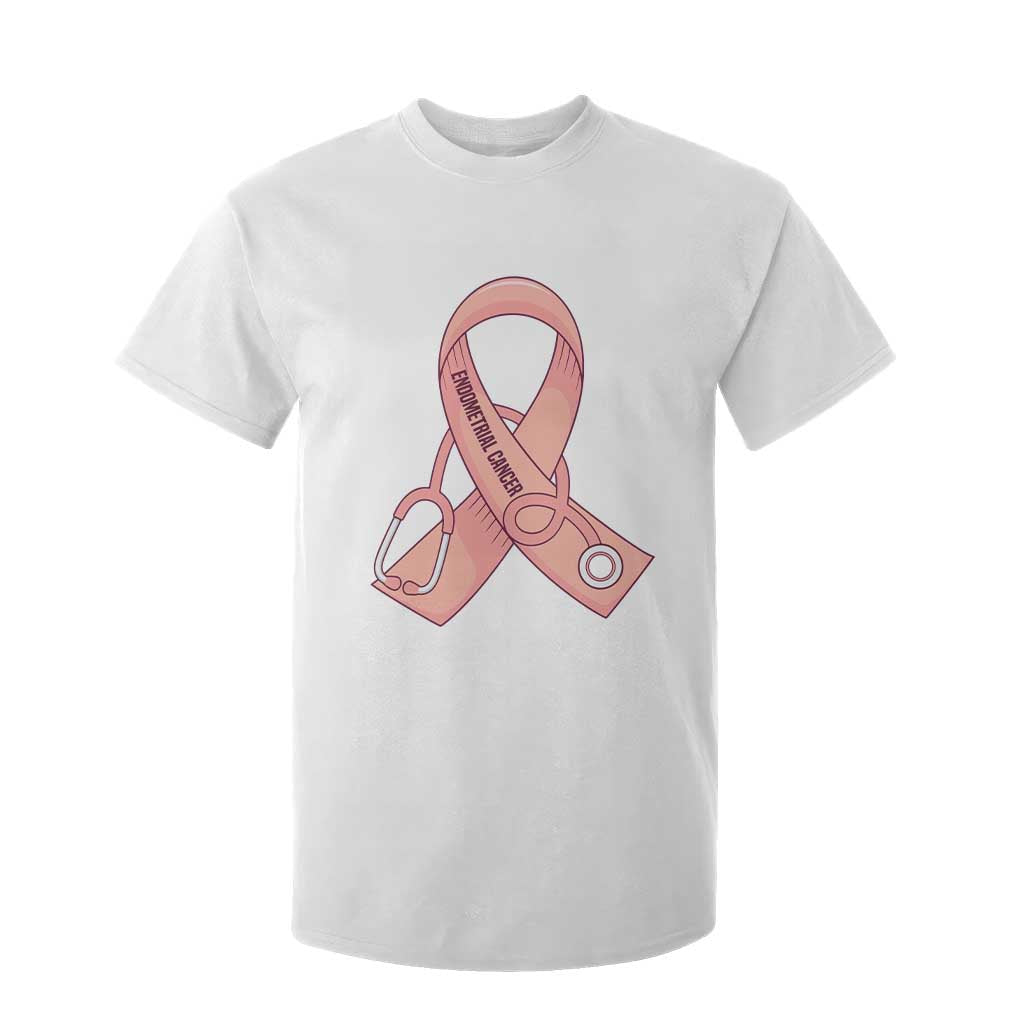 Endometrial Cancer Healthcare Warrior T Shirt For Kid Peach Stethoscope Nurse TS12 White Print Your Wear