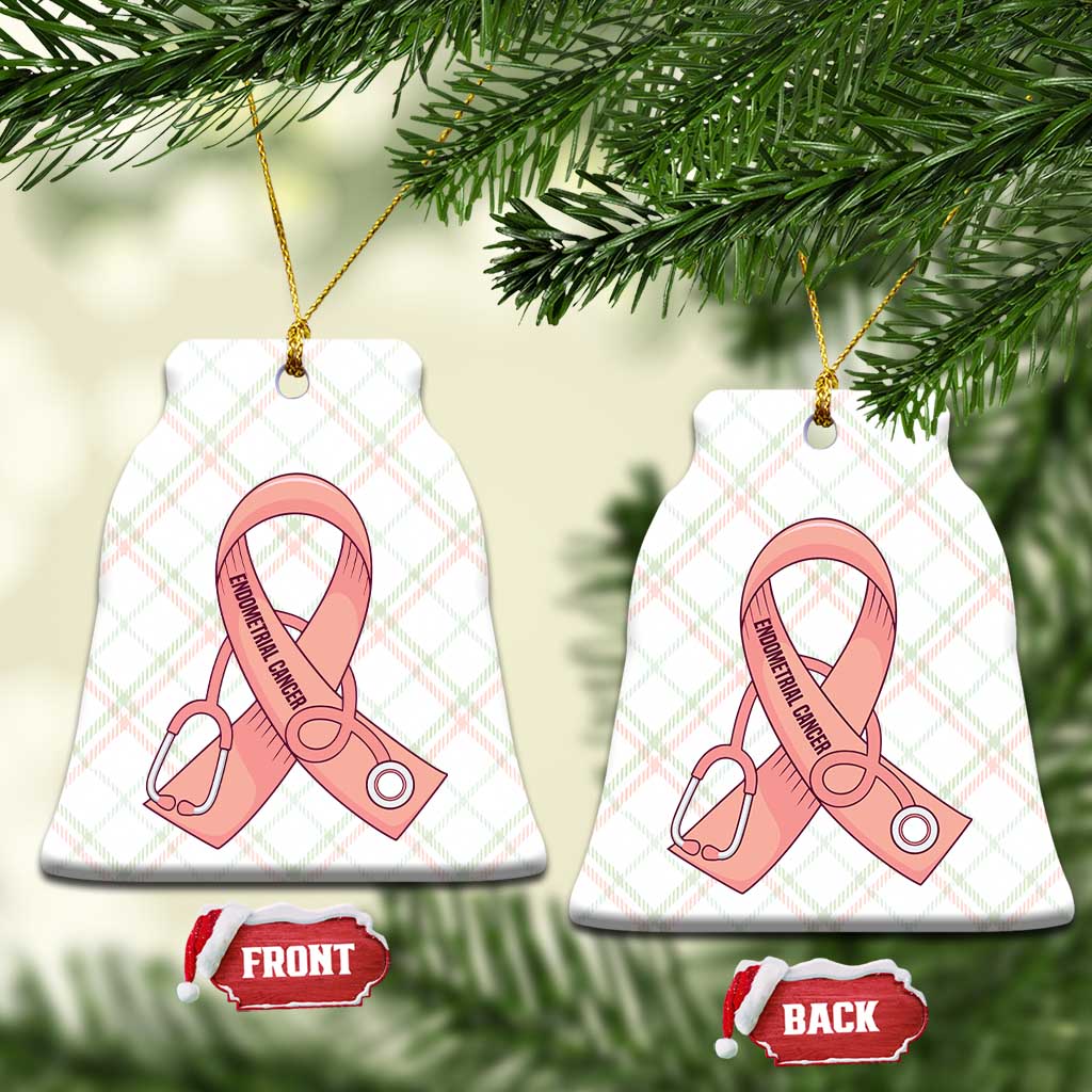 Endometrial Cancer Healthcare Warrior Ceramic Ornament Peach Stethoscope Nurse
