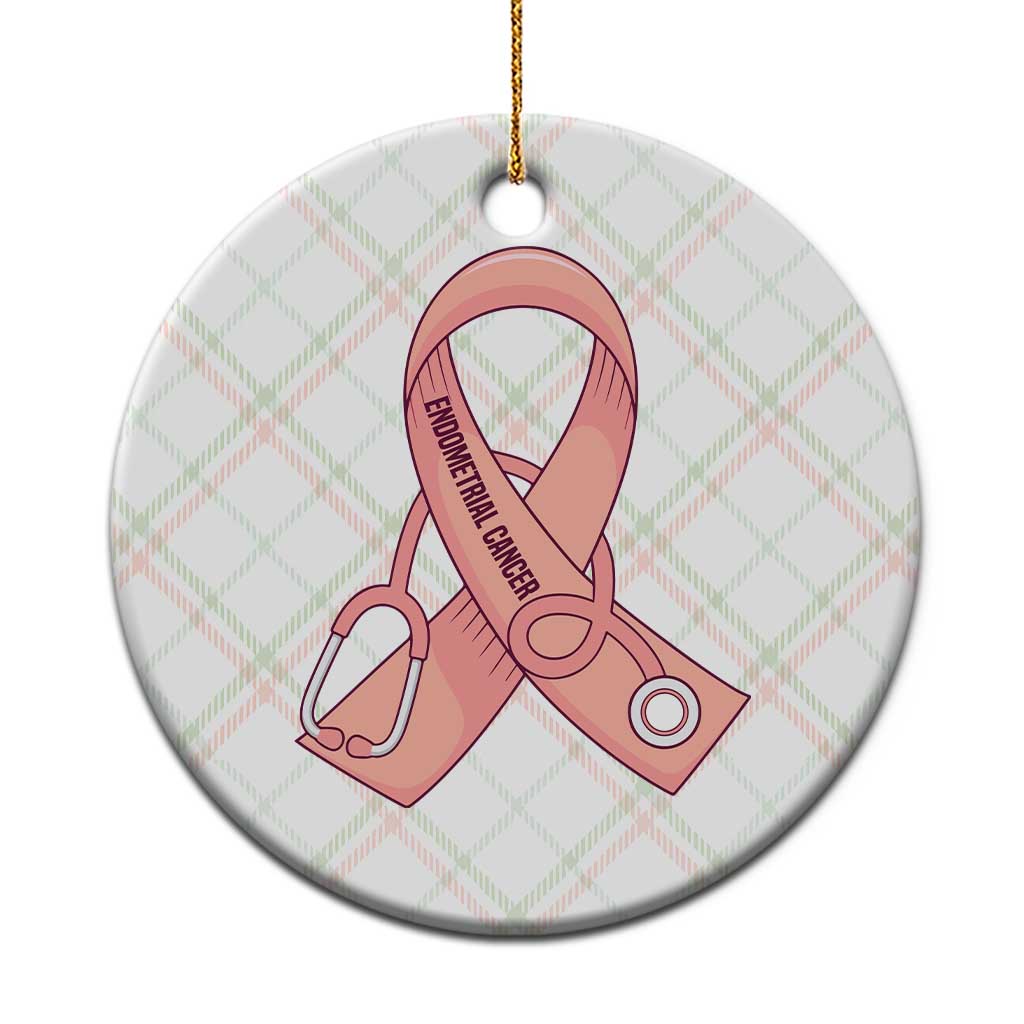 Endometrial Cancer Healthcare Warrior Ceramic Ornament Peach Stethoscope Nurse