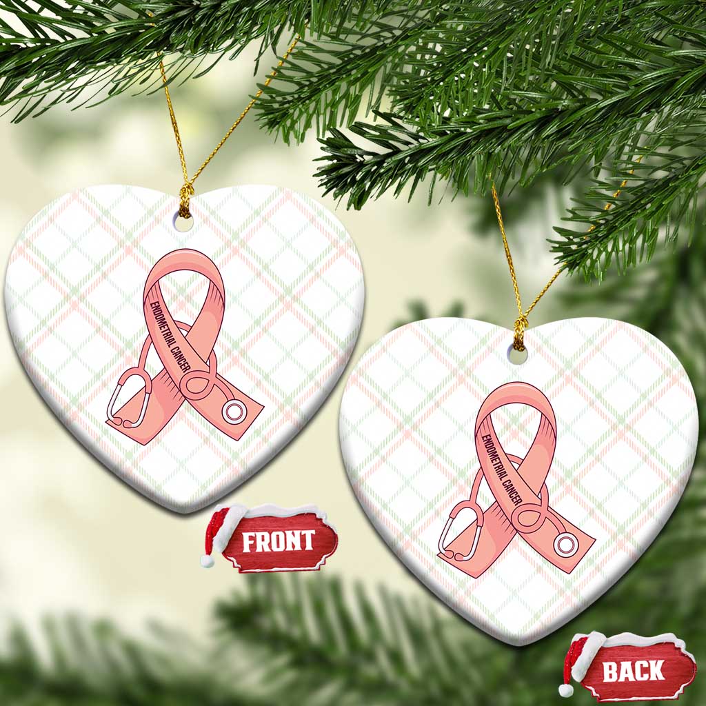 Endometrial Cancer Healthcare Warrior Ceramic Ornament Peach Stethoscope Nurse