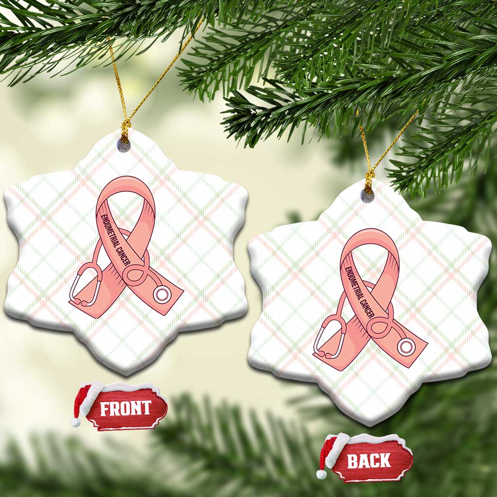 Endometrial Cancer Healthcare Warrior Ceramic Ornament Peach Stethoscope Nurse
