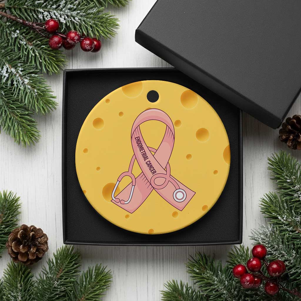 Endometrial Cancer Healthcare Warrior Ceramic Ornament Peach Stethoscope Nurse