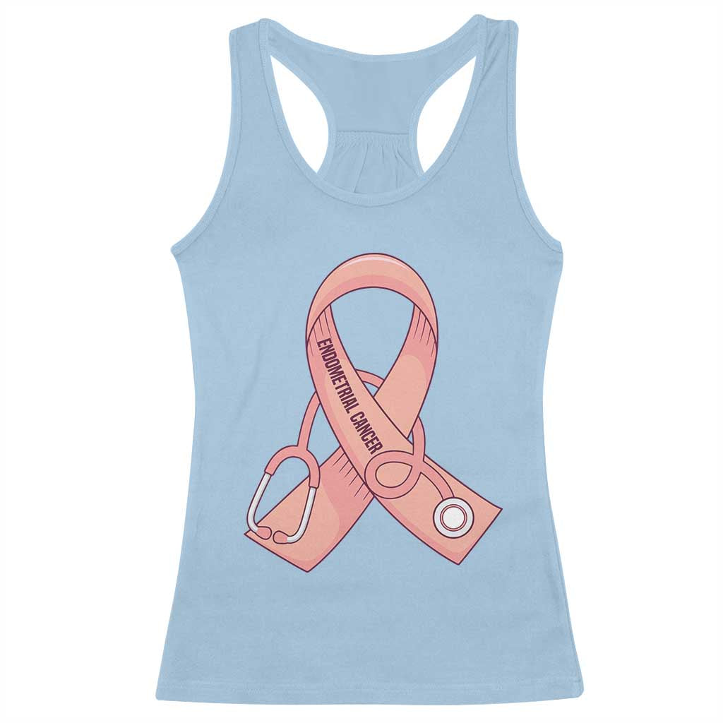 Endometrial Cancer Healthcare Warrior Racerback Tank Top Peach Stethoscope Nurse