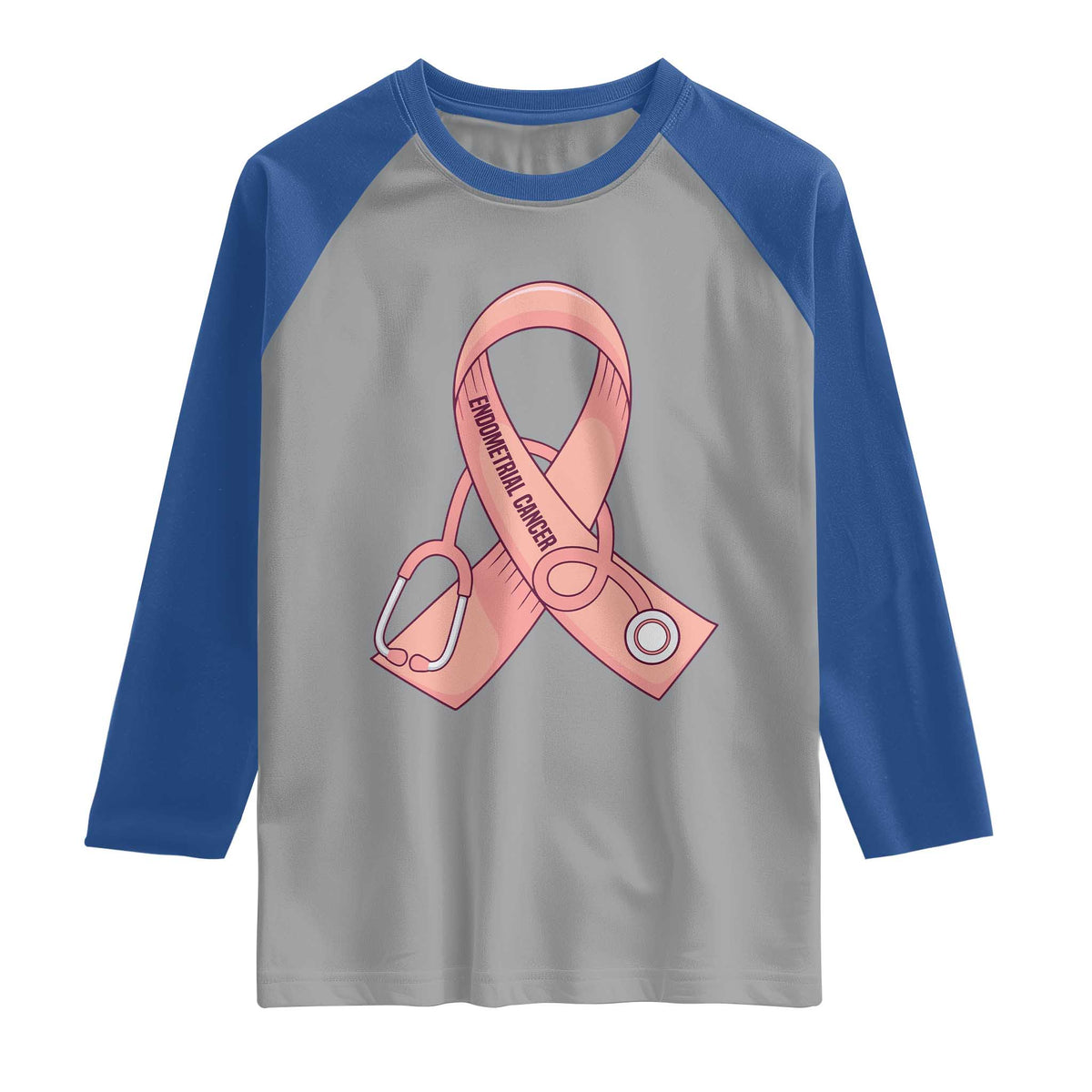 Endometrial Cancer Healthcare Warrior Raglan Shirt Peach Stethoscope Nurse