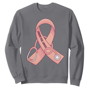 Endometrial Cancer Healthcare Warrior Sweatshirt Peach Stethoscope Nurse