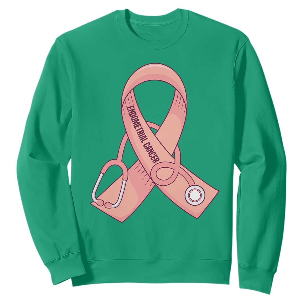 Endometrial Cancer Healthcare Warrior Sweatshirt Peach Stethoscope Nurse