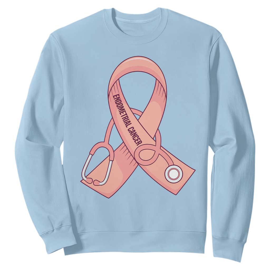 Endometrial Cancer Healthcare Warrior Sweatshirt Peach Stethoscope Nurse
