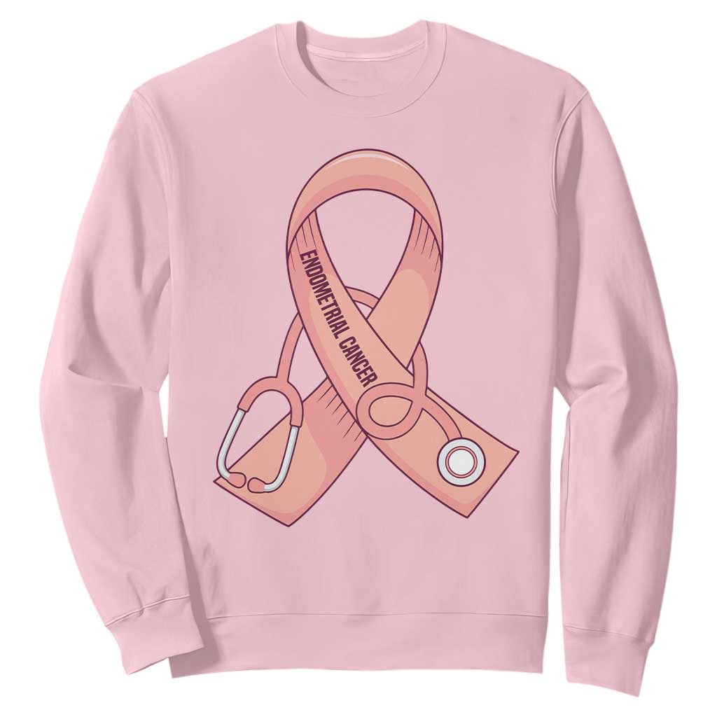 Endometrial Cancer Healthcare Warrior Sweatshirt Peach Stethoscope Nurse