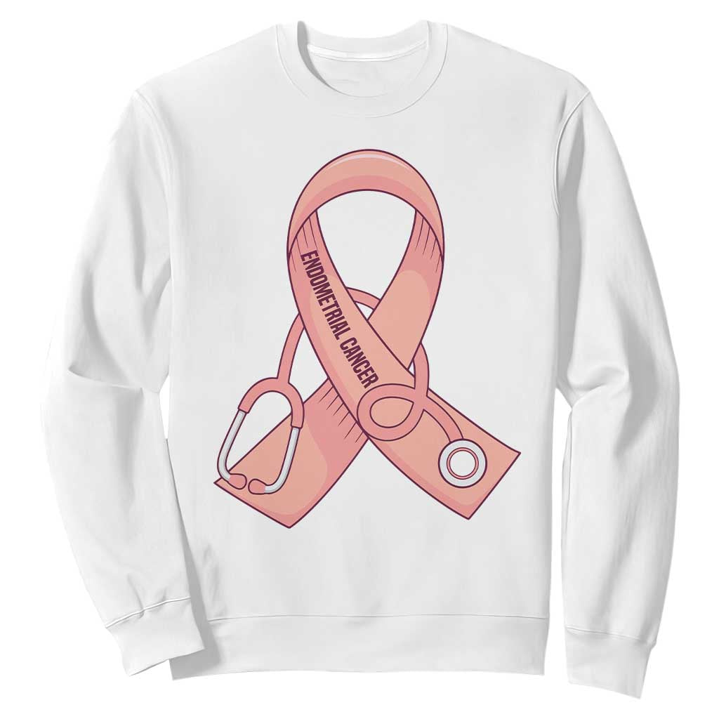 Endometrial Cancer Healthcare Warrior Sweatshirt Peach Stethoscope Nurse