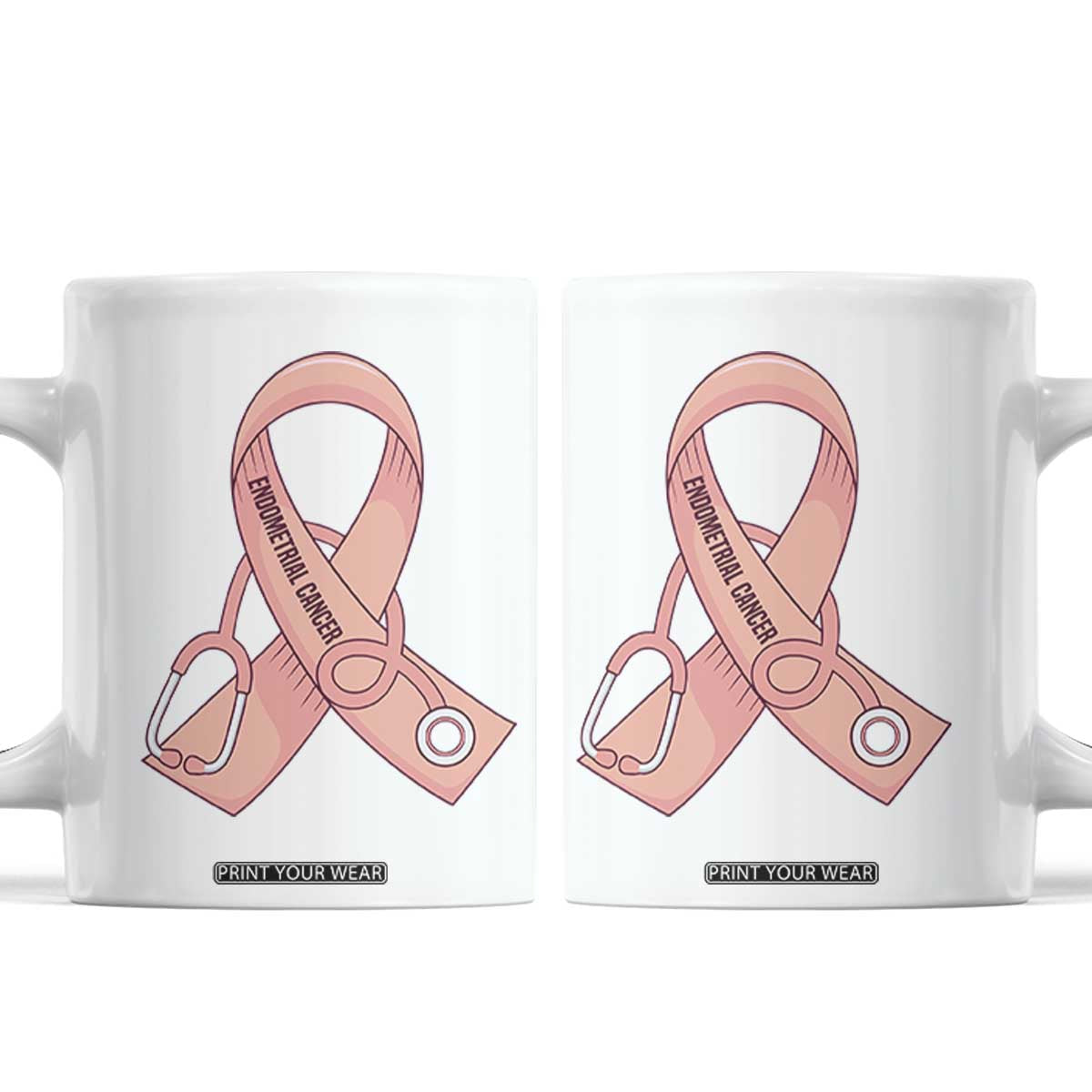 Endometrial Cancer Healthcare Warrior Coffee Mug Peach Stethoscope Nurse