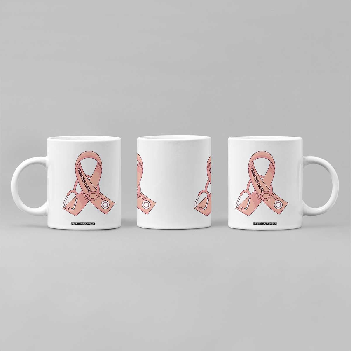 Endometrial Cancer Healthcare Warrior Coffee Mug Peach Stethoscope Nurse